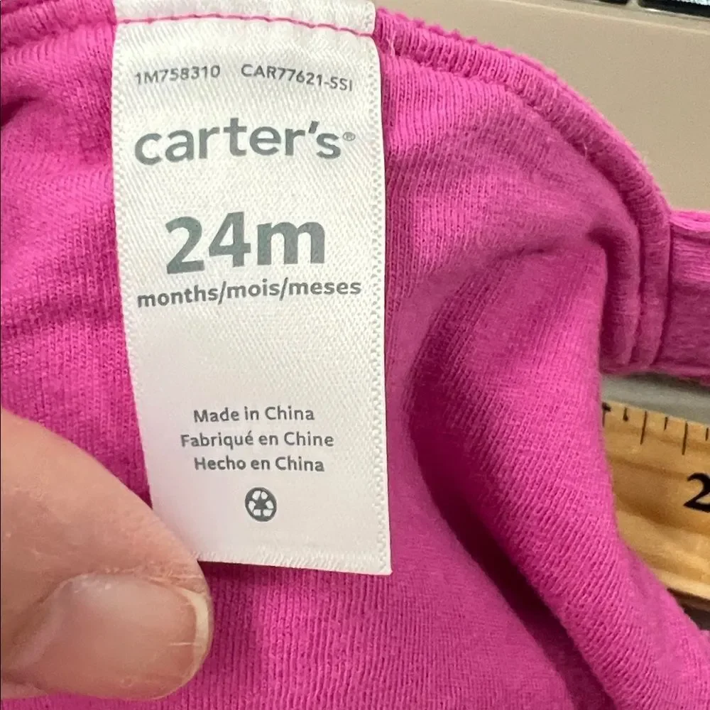 Carter’s Fuchsia Pink polka dot cotton corduroy jumper dress size 24 months Pit